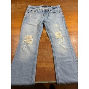 Aéropostale Authentic Flare Jeans Women’s/Juniors 3 Short Light Wash Distressed